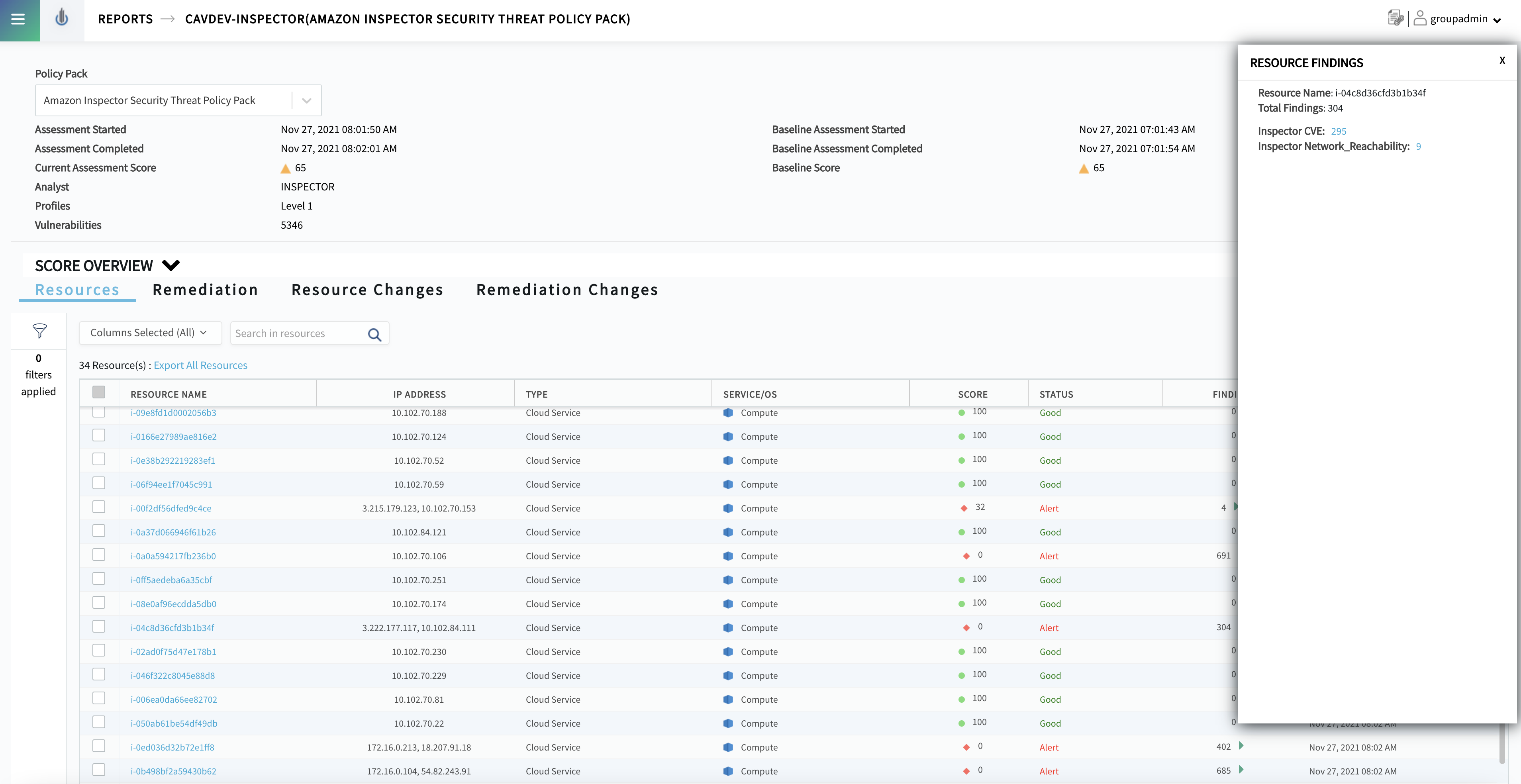 Combined Policy and AWS Inspector Reports Combined Policy and AWS Inspector Reports